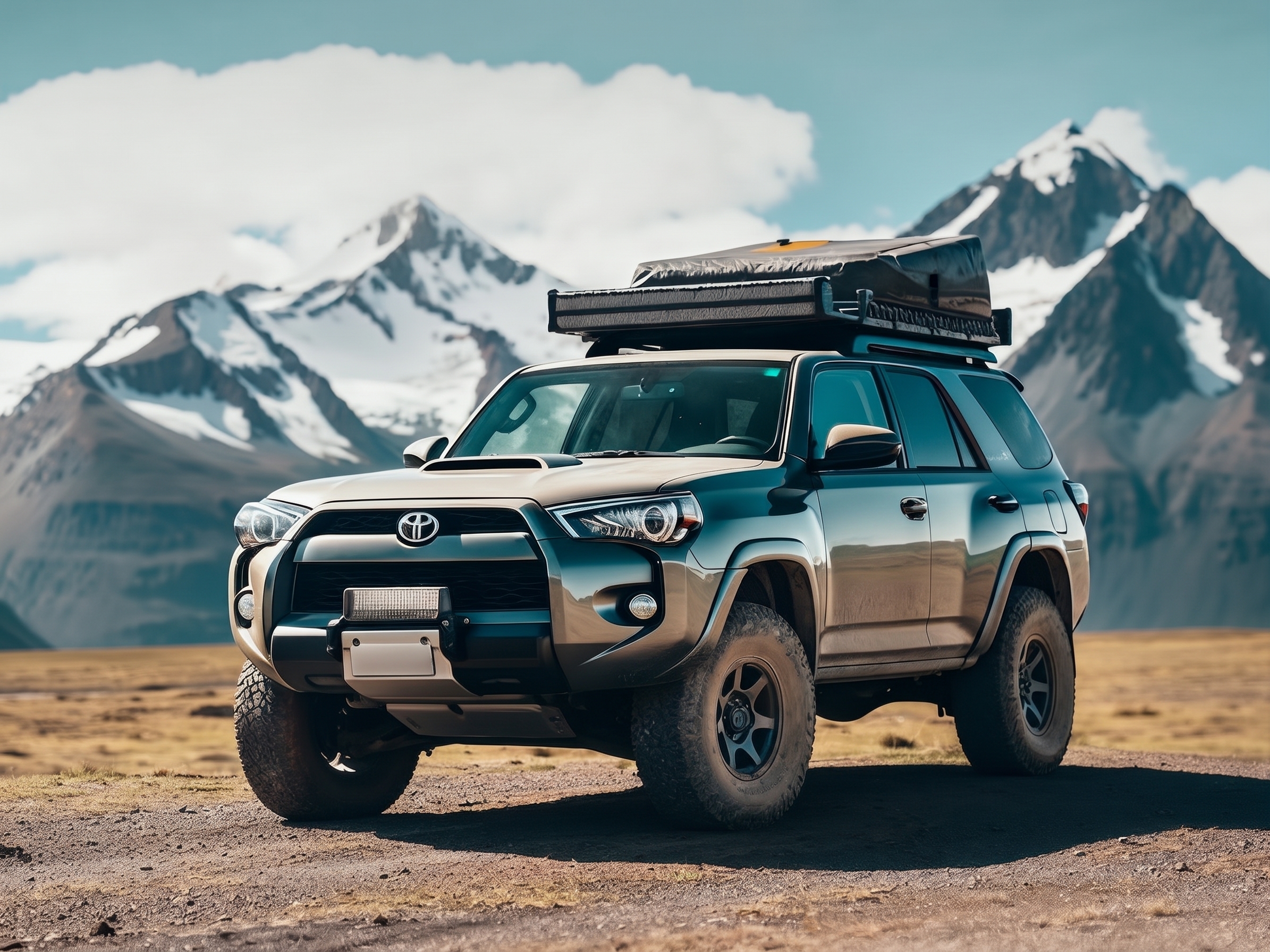 Vehículo todoterreno Toyota 4Runner en ruta panorámica montañosa